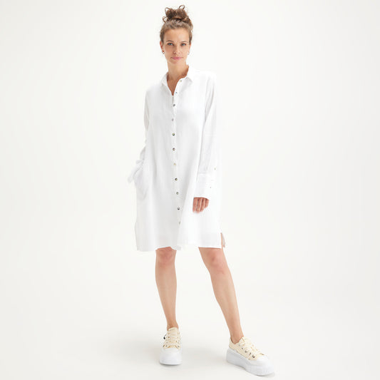 A-formad skjortklänning i linne - Black Coffee