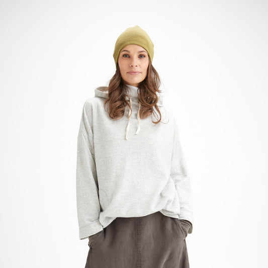 Hoodie i ull med bomull invändigt - 14014