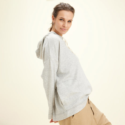 Hoodie i ull med bomull invändigt