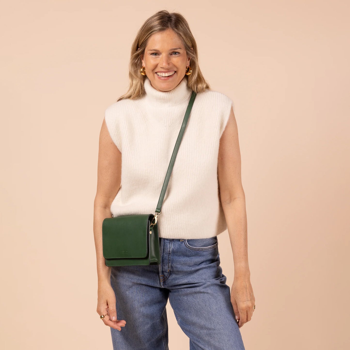 O My Bag AUDREY Mini PINE GREEN - handväska i äkta läder