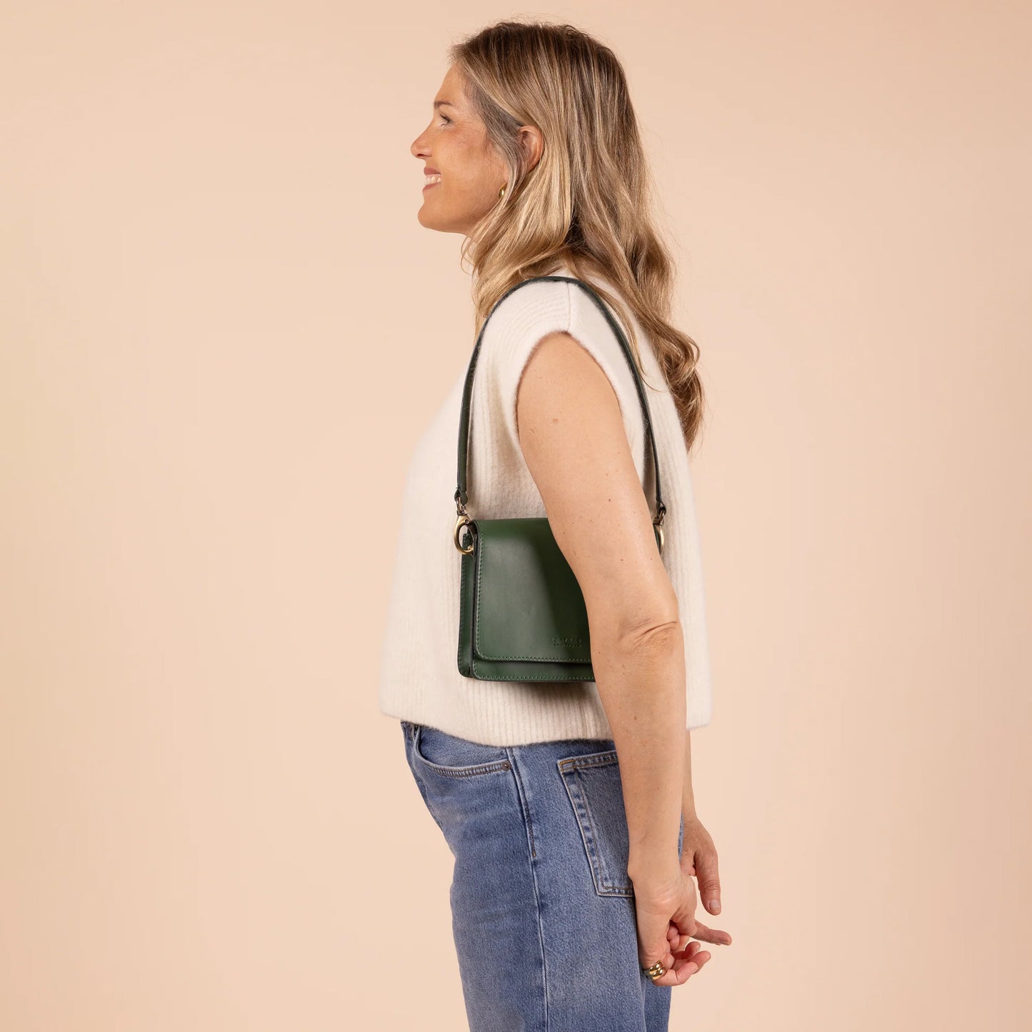 O My Bag AUDREY Mini PINE GREEN - handväska i äkta läder