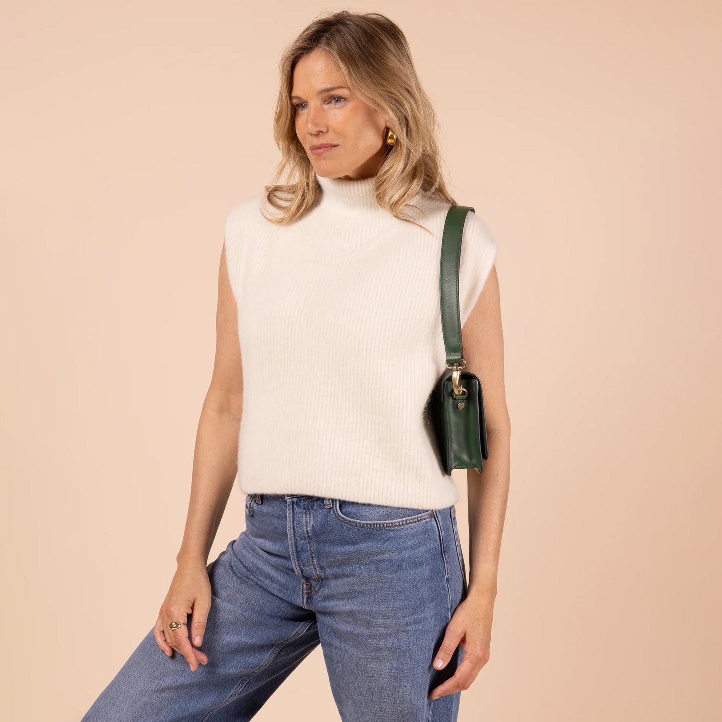 O My Bag AUDREY Mini PINE GREEN - handväska i äkta läder