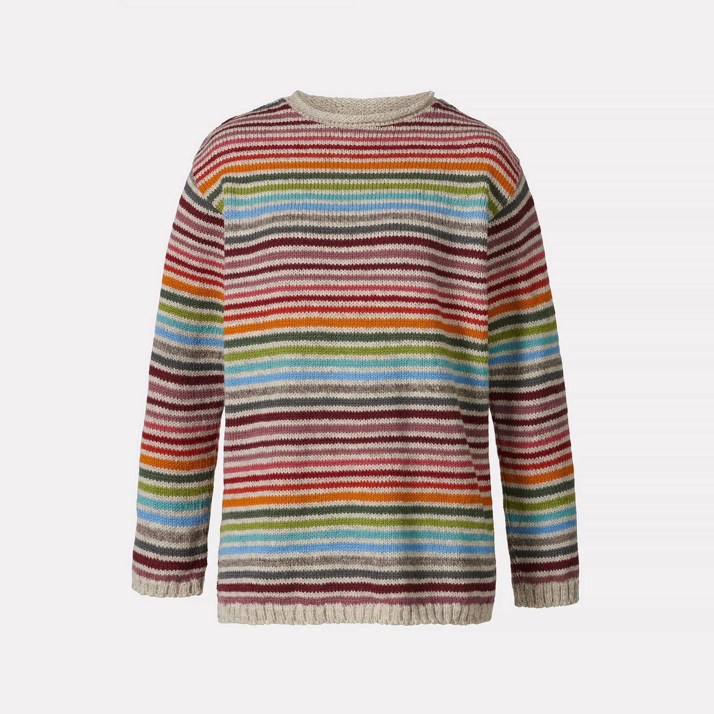 Randig stickad ylletröja - Rainbow Stripes