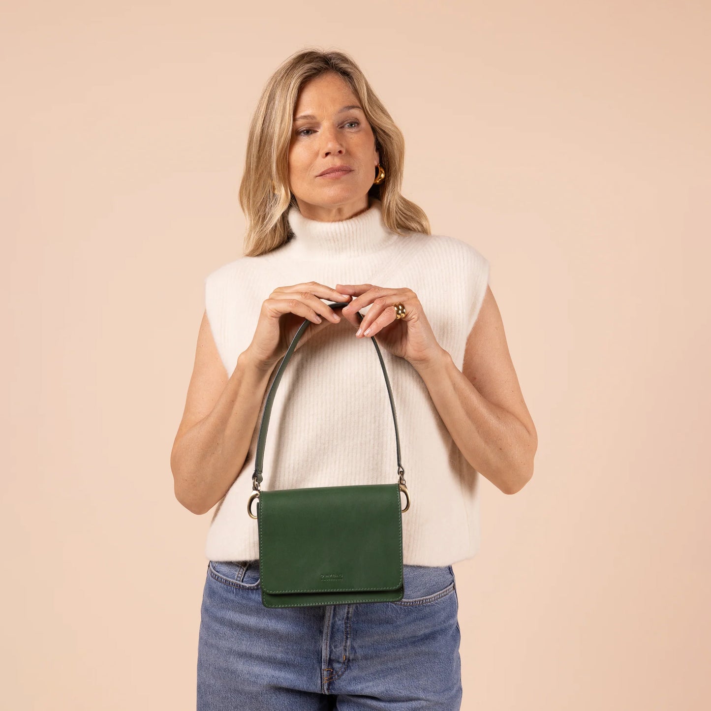 O My Bag AUDREY Mini PINE GREEN - handväska i äkta läder