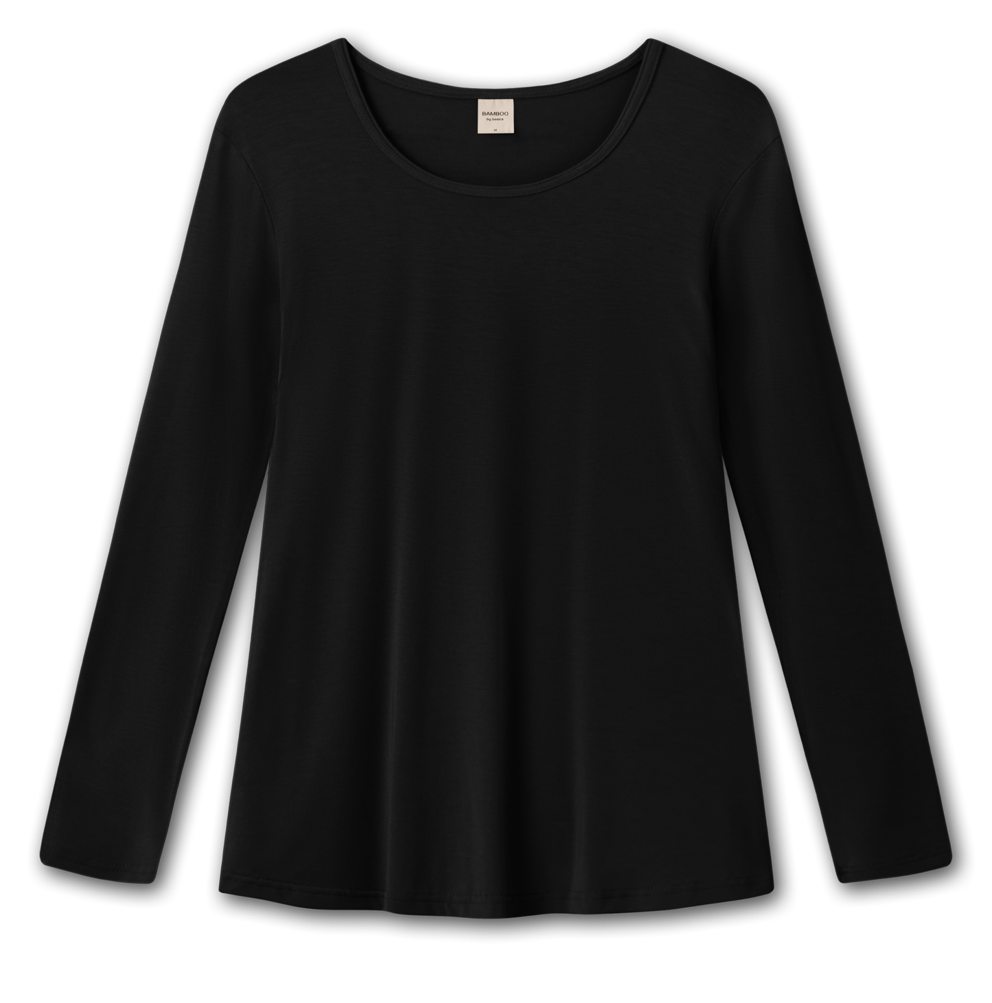 Klockad långärmad T-shirt i bambulyocell - Black