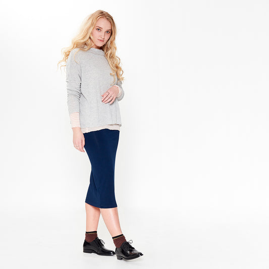 Lång snäv kjol i bambulyocell - Charcoal