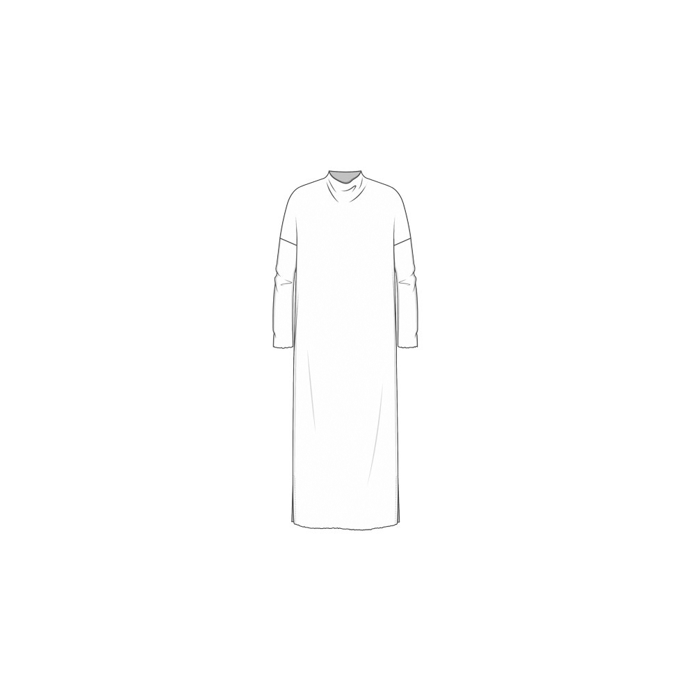 7022 Klänning - Lång lös med draperad hals