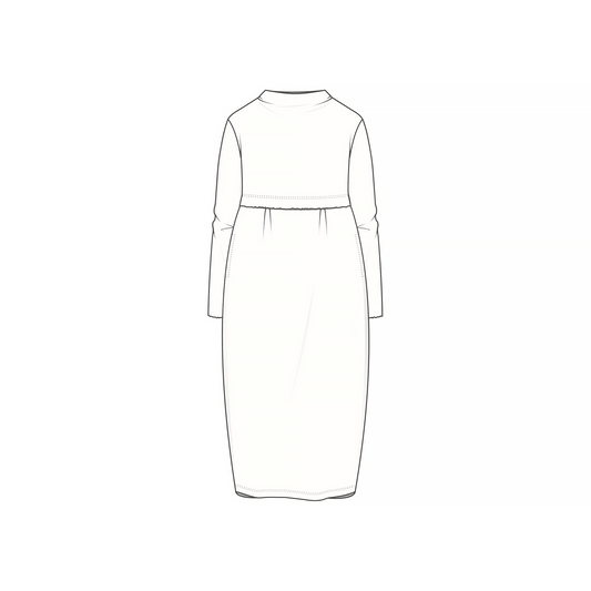 Lång ullklänning med tulpankjol - Dark Olive