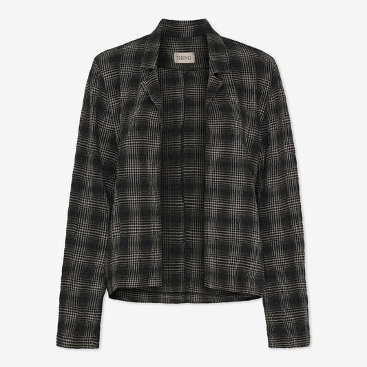 Rutig jacka i bomull och viskos - Anthracite