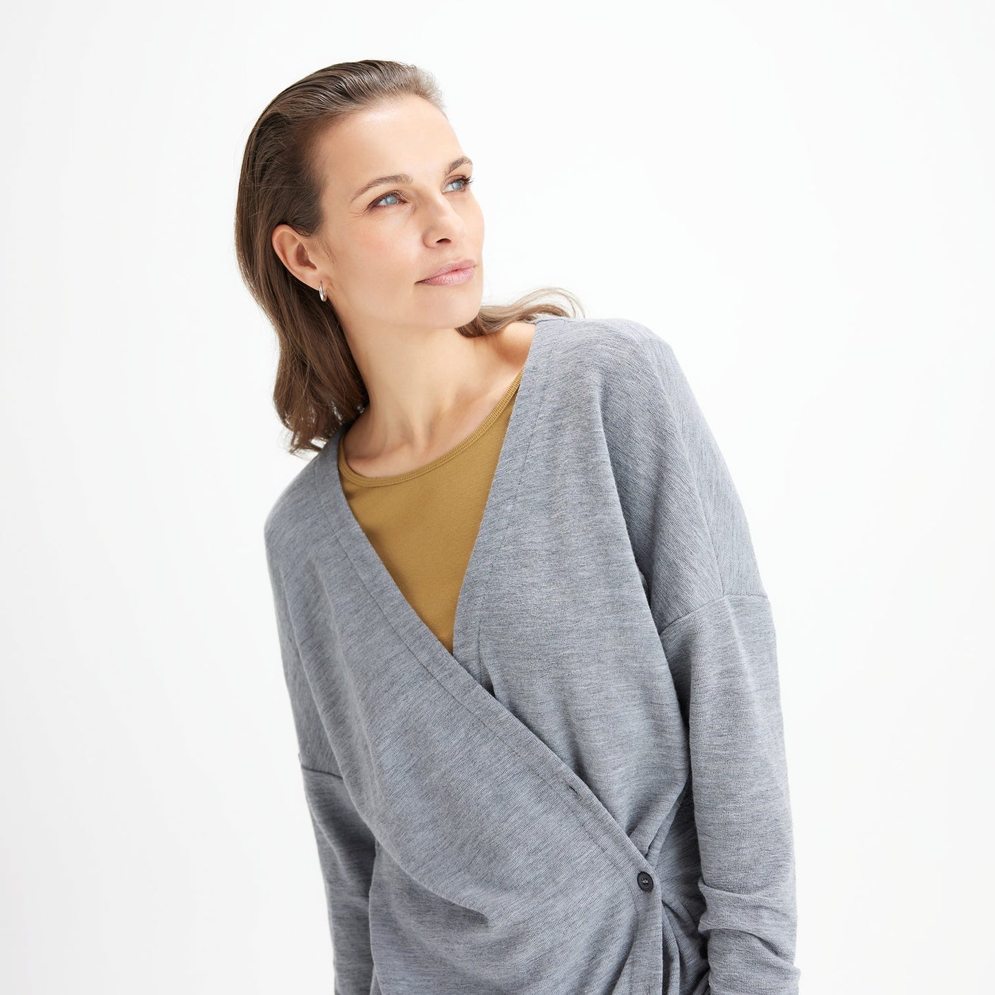 by basics fram- eller sidoknäppt ullkofta - Milky Blue