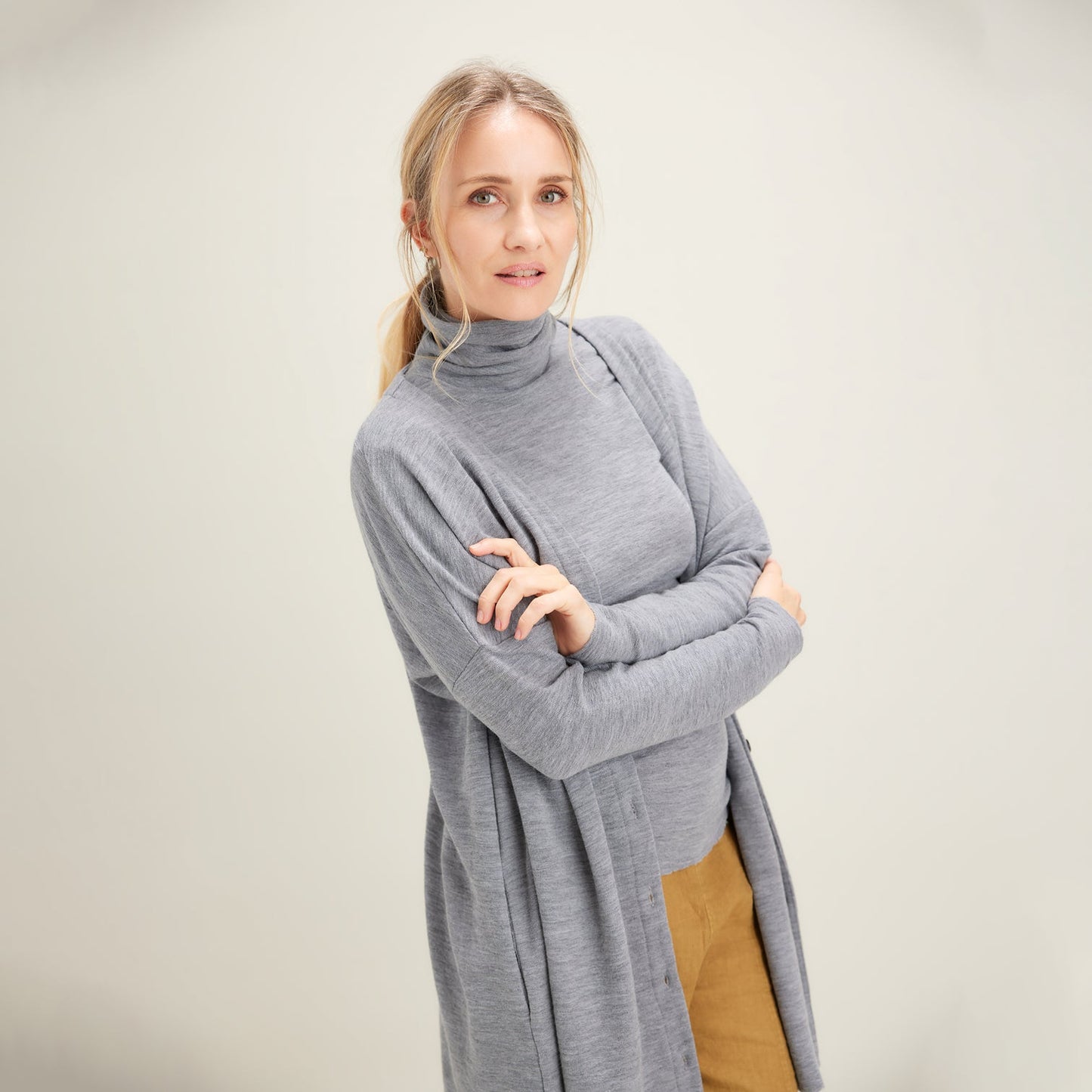 by basics fram- eller sidoknäppt ullkofta - Milky Blue