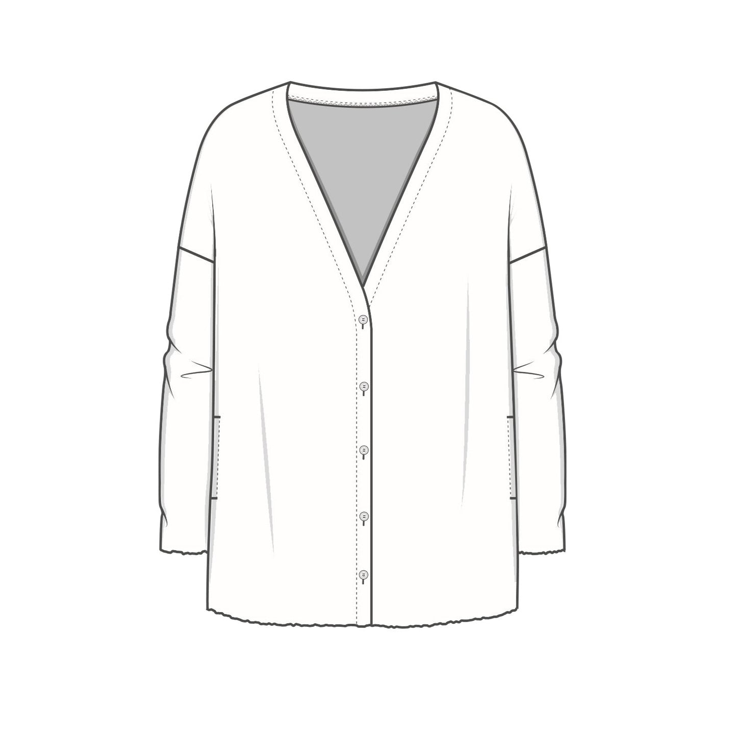 8017 - Fram- eller sidoknäppt kofta, oversize