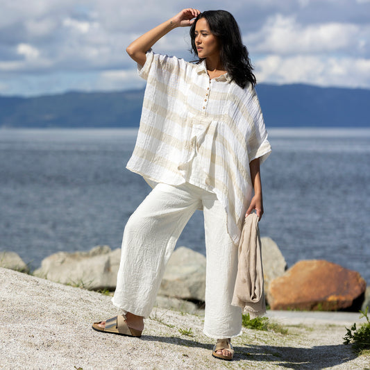 Bohéme vida linnebyxor - White