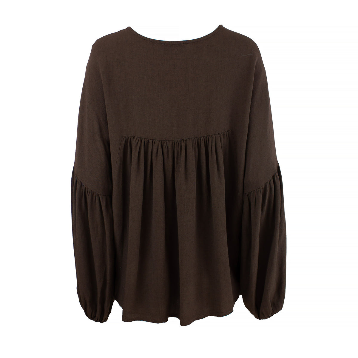 Bohéme tunn blus i viskos & ull – Mörkbrun