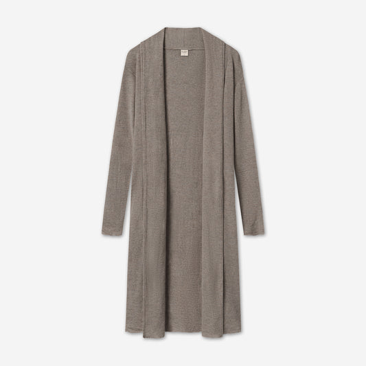 Lång sjalkofta i merinoull