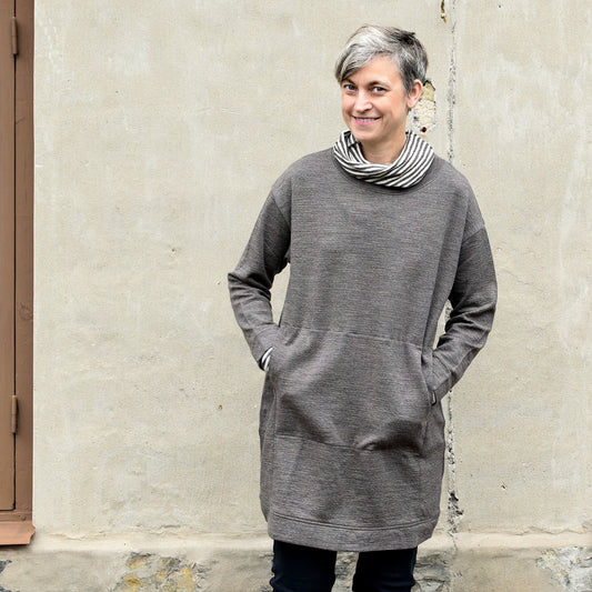 Ulltunika med bomull invändigt - Earth Melange