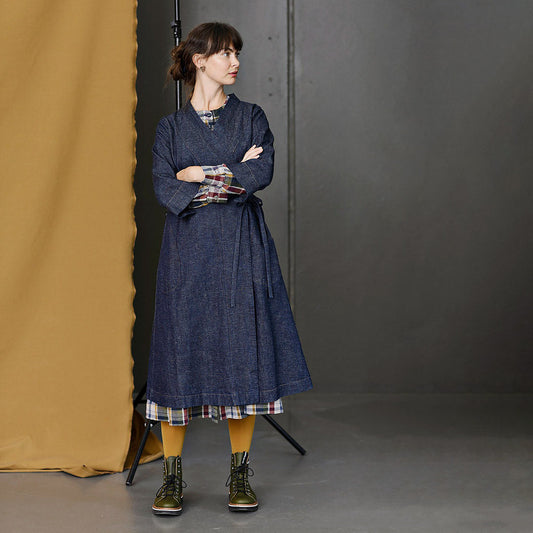 McVerdi omlottklänning i hampa och ekologisk bomull - Blå denim