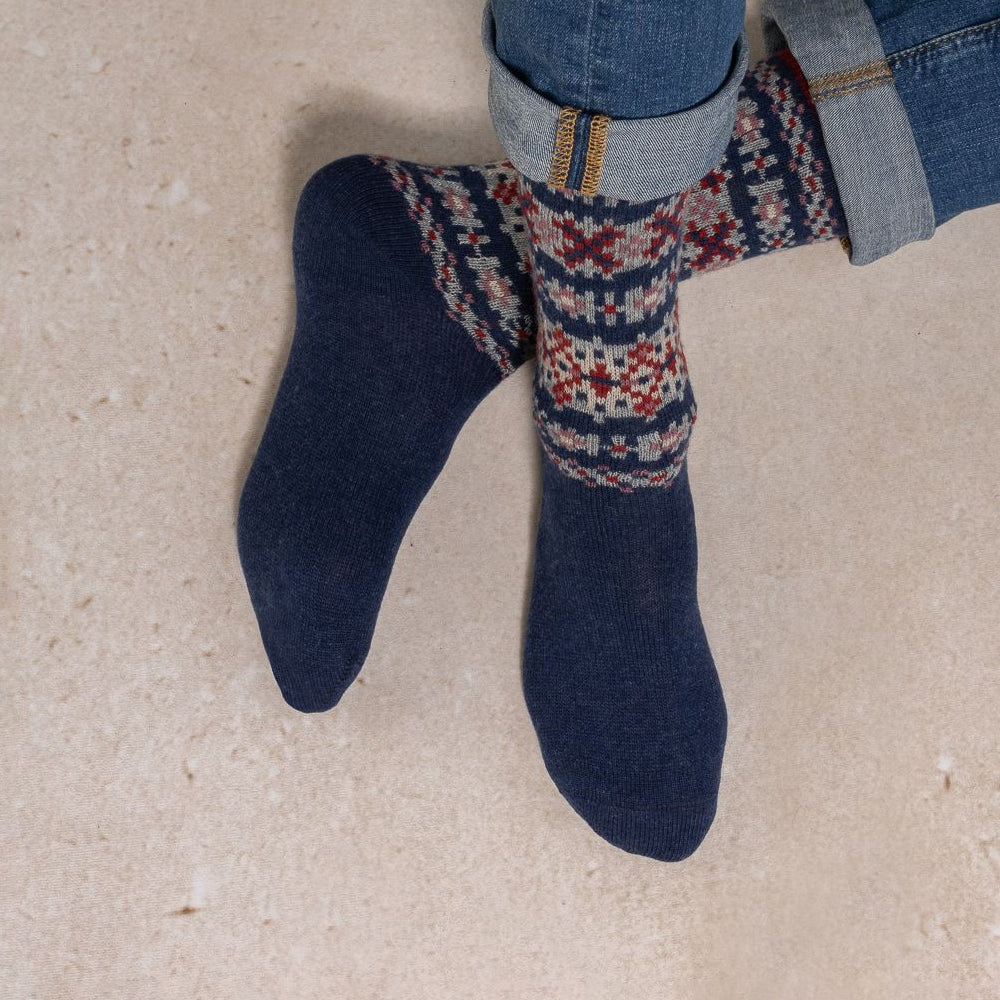 Strumpa ull- och kashmir – Norse Blue