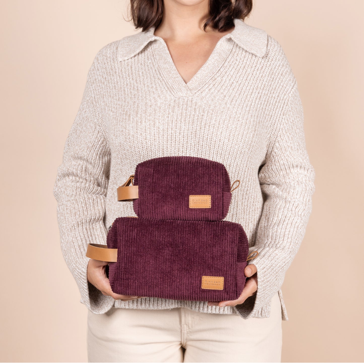 O My Bag TED necessär Stor - Burgundy Corduroy