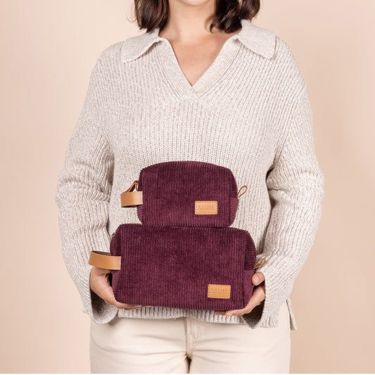 O My Bag TED necessär Liten - Burgundy Corduroy