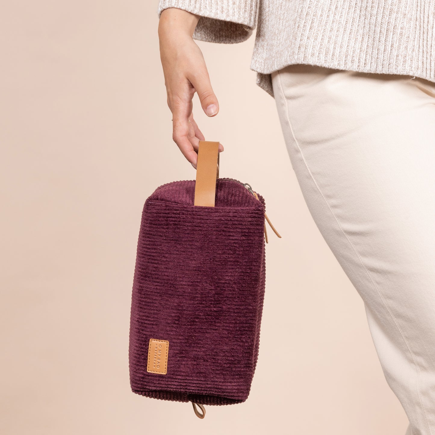 O My Bag TED necessär Stor - Burgundy Corduroy