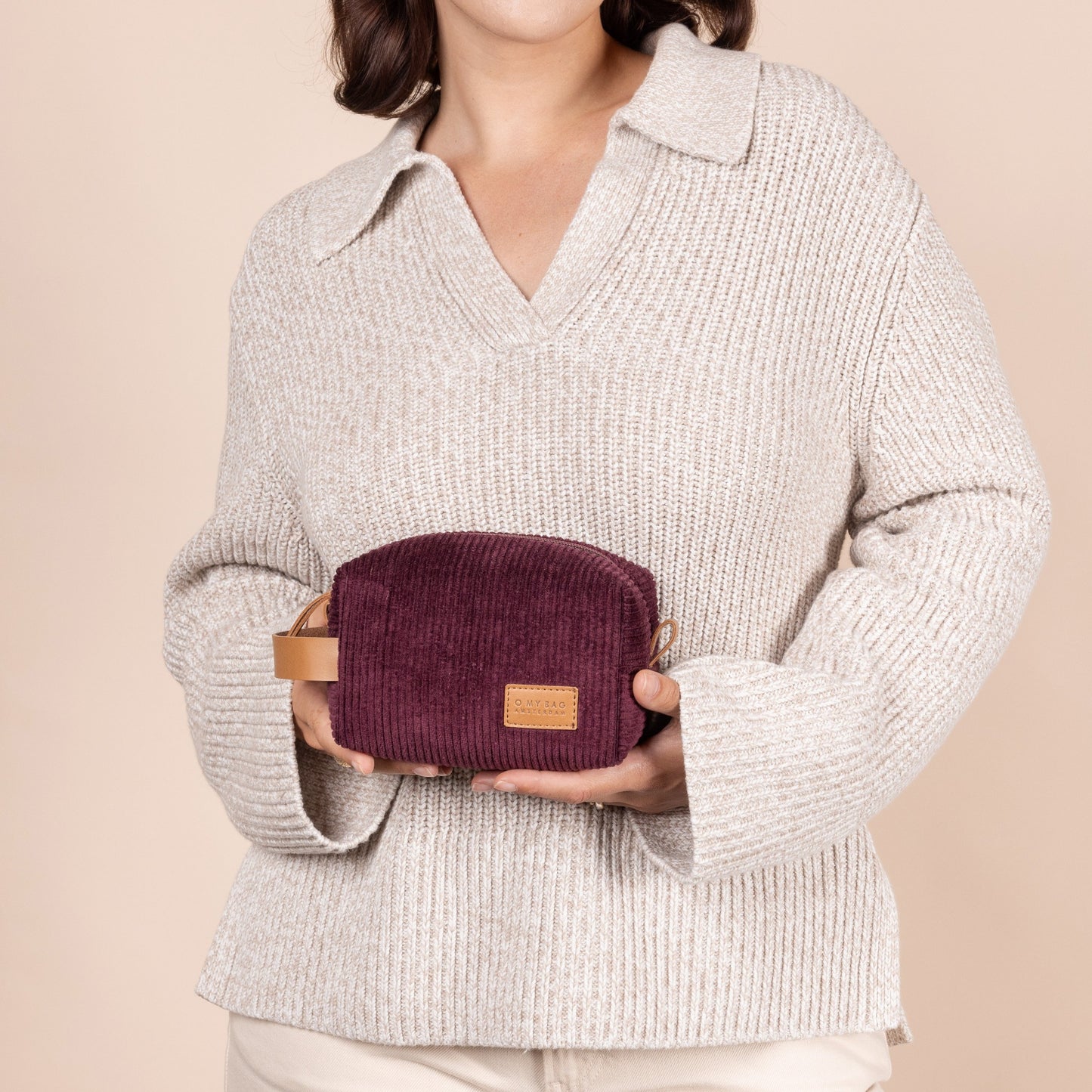 O My Bag TED necessär Liten - Burgundy Corduroy