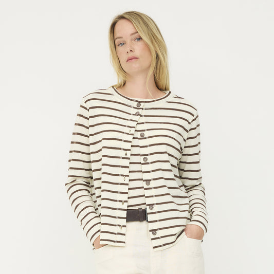 By basics boxy kofta i merinoull med rund hals - Asphalt