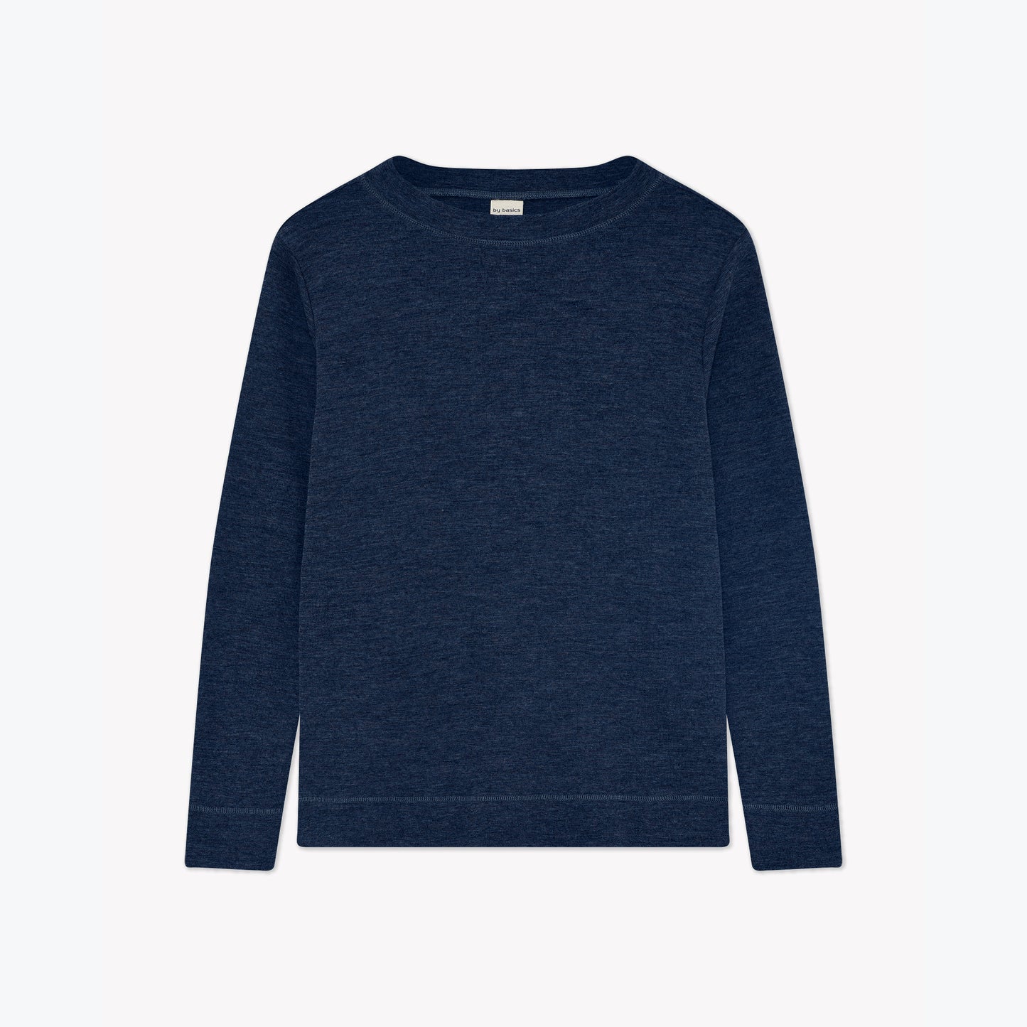 Långärmad tröja i merinoull med bred fåll - Midnight Blue