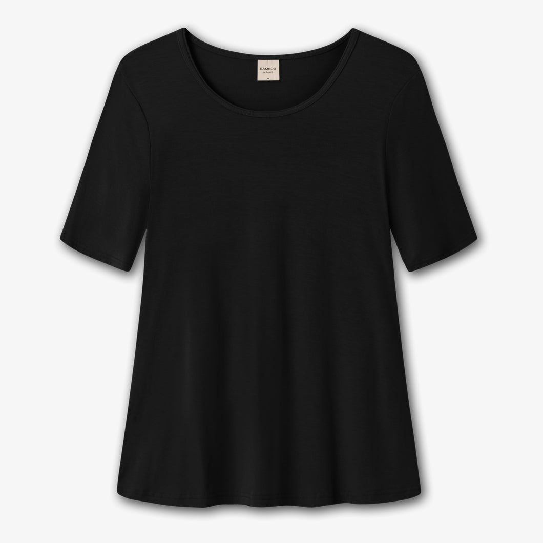 Klockad T-shirt i bambulyocell - Black