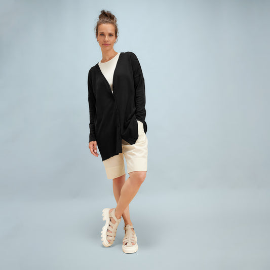 by basics fram- eller sidoknäppt ullkofta - Black