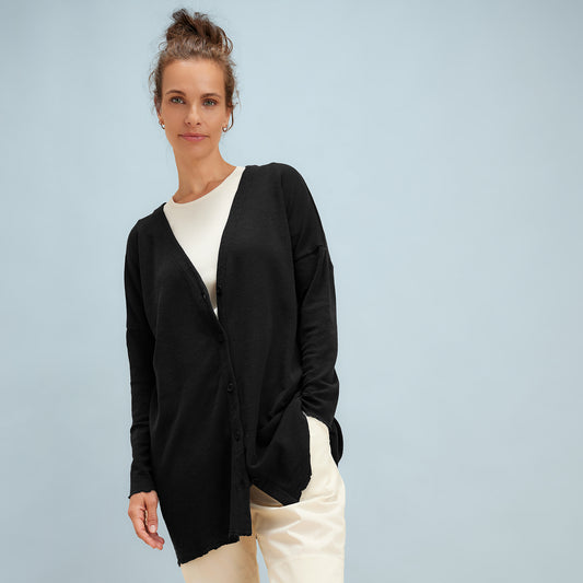 by basics fram- eller sidoknäppt ullkofta - Black