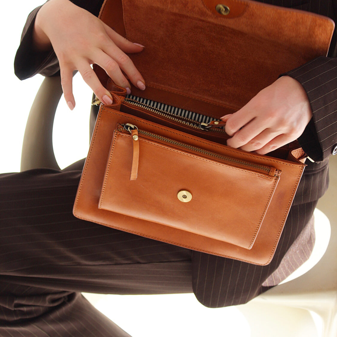O My Bag HARPER handväska i läder - Cognac