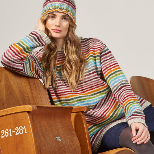 Randig stickad ylletröja - Rainbow Stripes