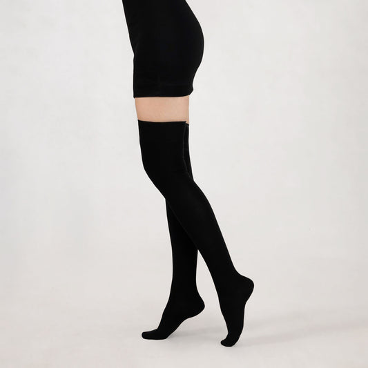 Overknee-strumpor merinoull - Black