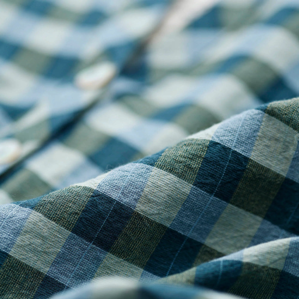 Rutig sommarblus i bomull och linne | McVERDI