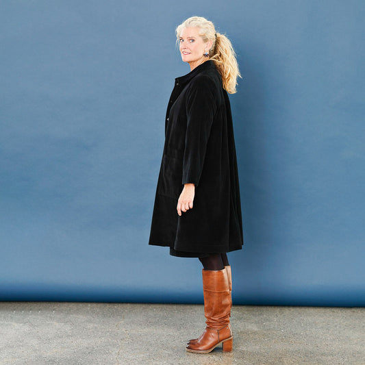 McVERDI jacka/kappklänning i bredspårig manchester - Svart