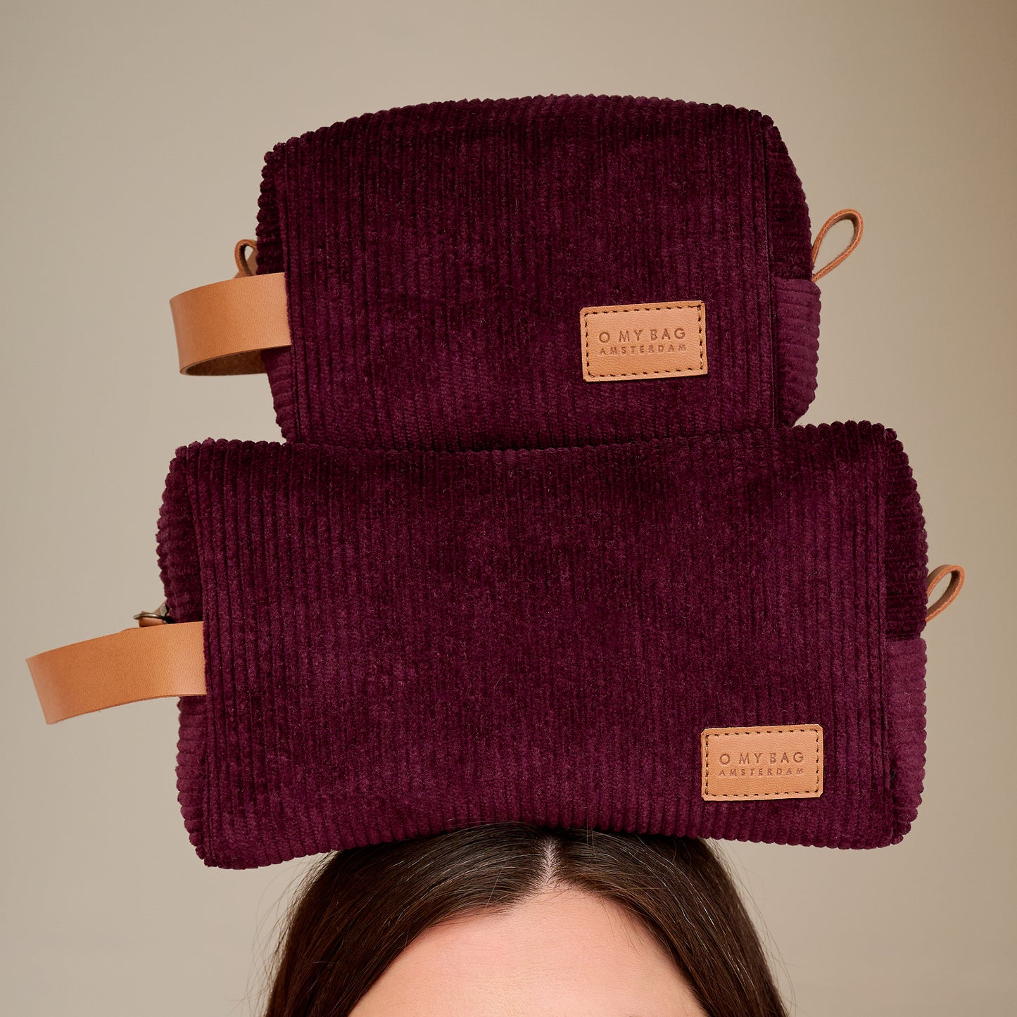 O My Bag TED necessär Stor - Burgundy Corduroy