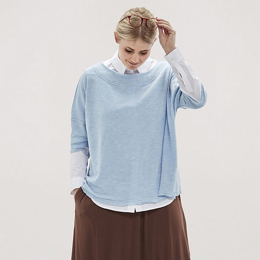 4026 Tröja - Oversize med båtringning och kort ärm