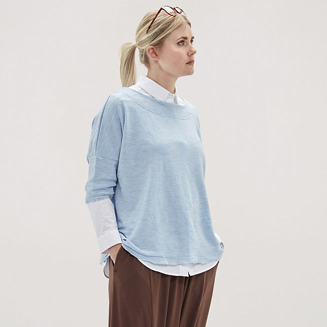 4026 Tröja - Oversize med båtringning och kort ärm