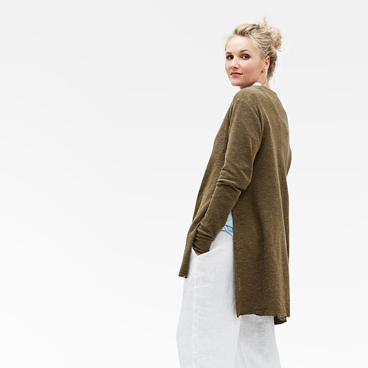 6040 Tunika - med hög båthals, slitsar och extra långa ärmar