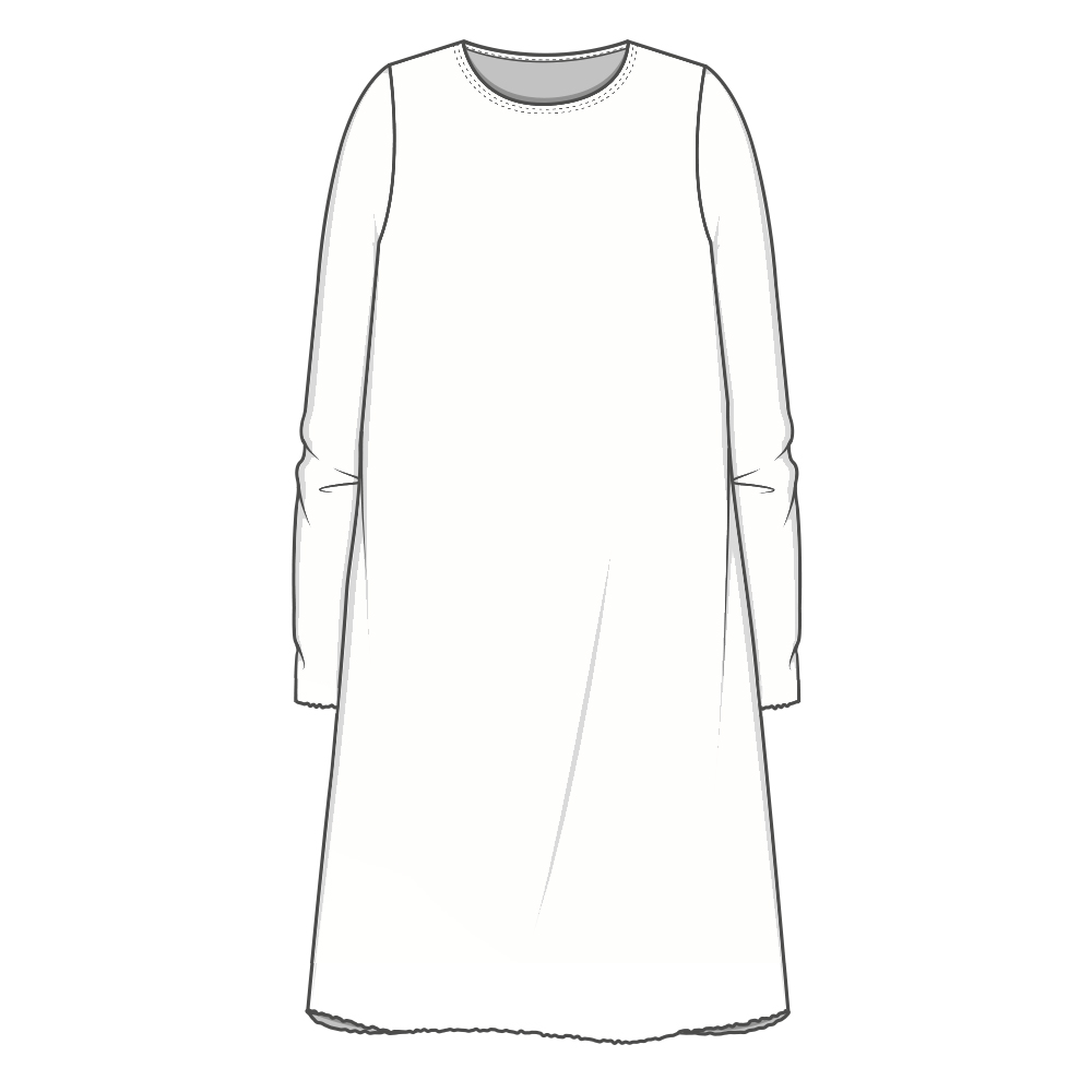 7008 Klänning - A-line, rund hals och lång ärm