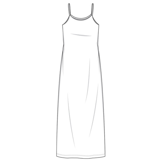Lång klänning med tunna spagettiband - Limestone