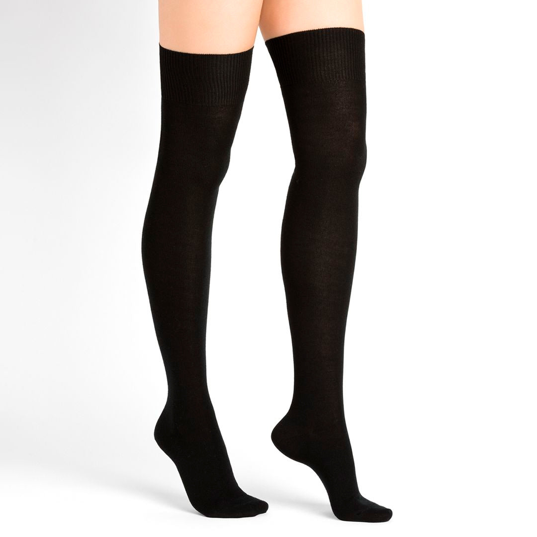 Overknee-strumpor merinoull - Black