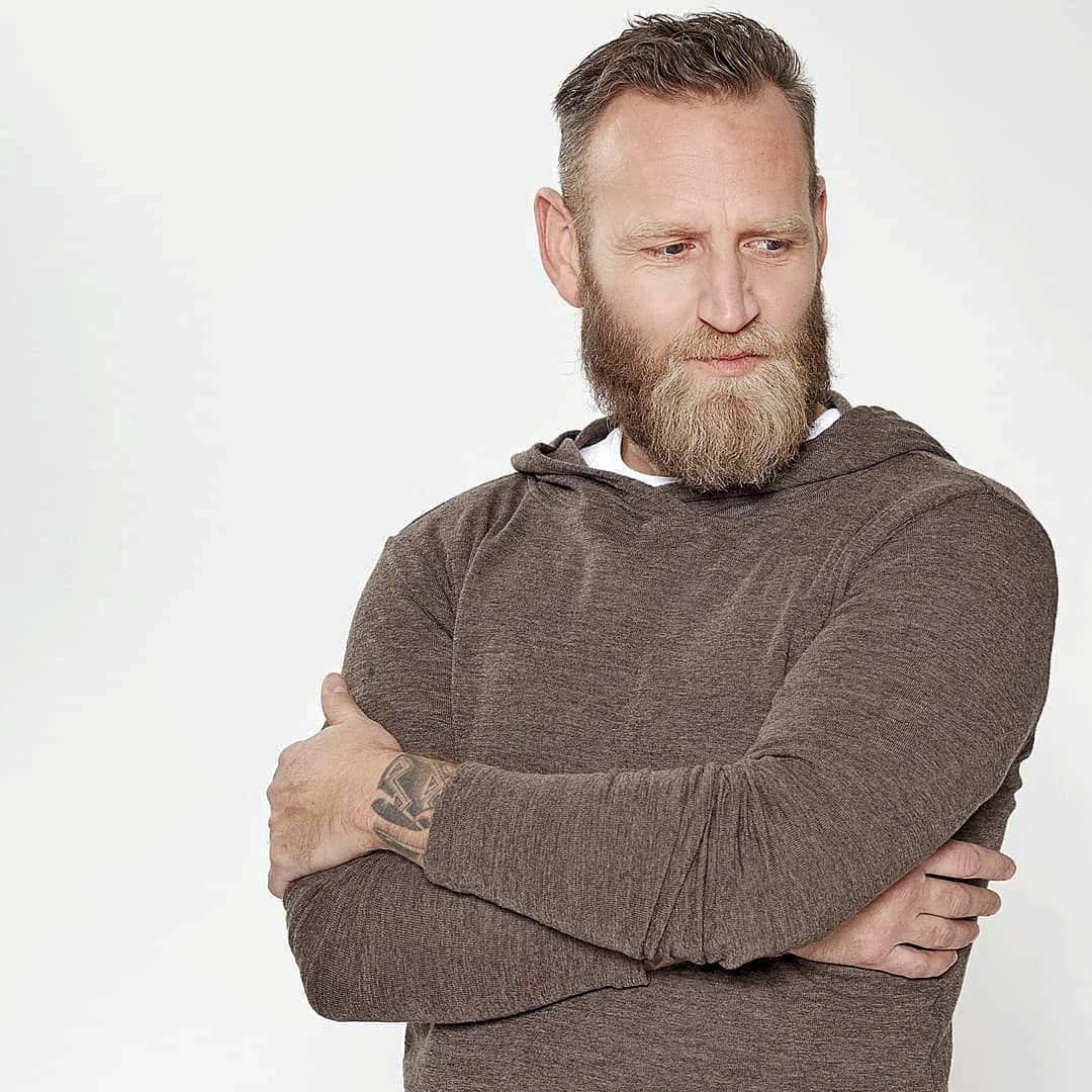 Hoodie i merinoull - unisexmodell med fållade kanter, Capers Melange