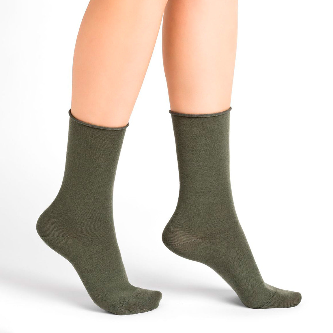 Ullsocka med rullkant - Sage