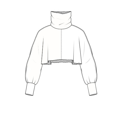 1041 Axelvärmare med hög polo och lång puffärm  - one size