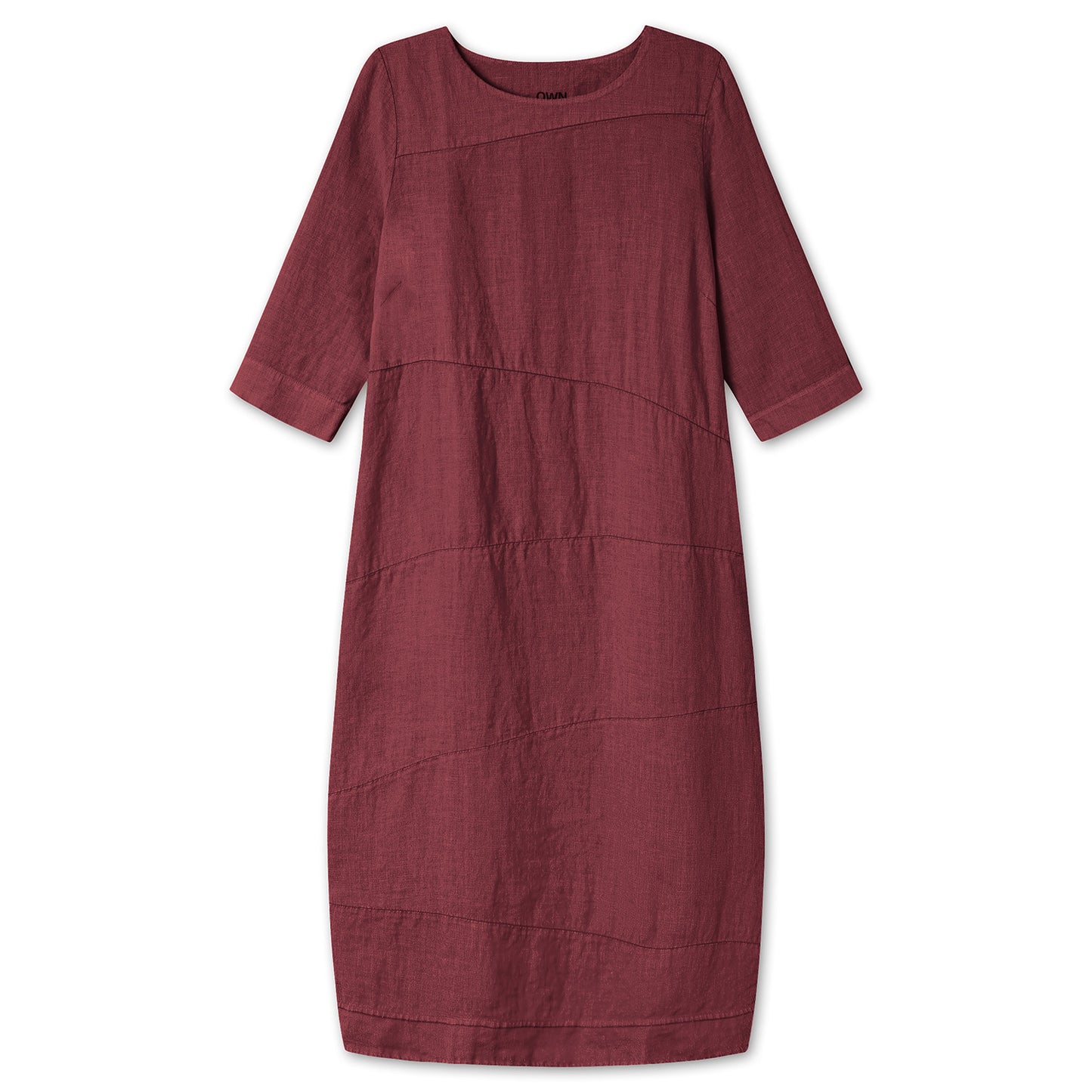 Lång linneklänning med lätt tulpanform - Burgundy