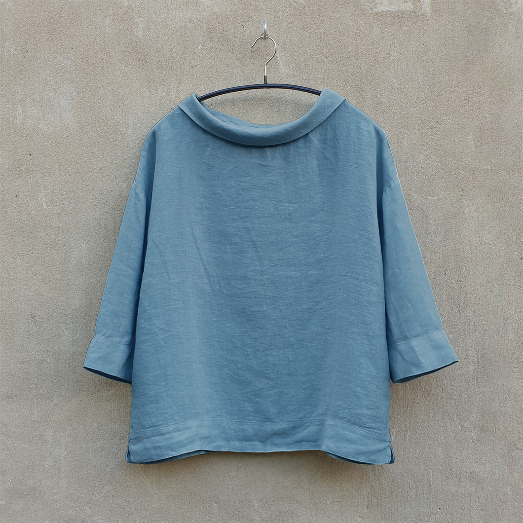 OWN linneblus med krage - Stormy Sea