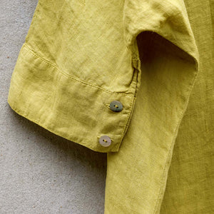 Oversize linneskjorta med krage, Mustard