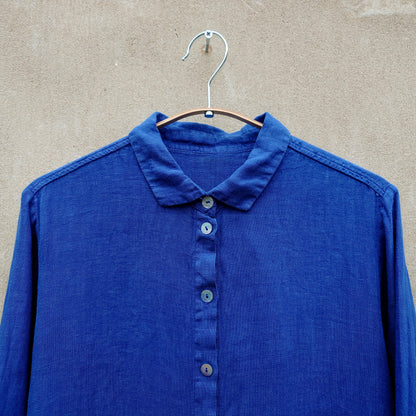 A-formad skjortklänning i linne - Uniform Blue